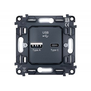 Механизм розетки 2USB A+C 20W (быстрая зарядка) «QUANT»