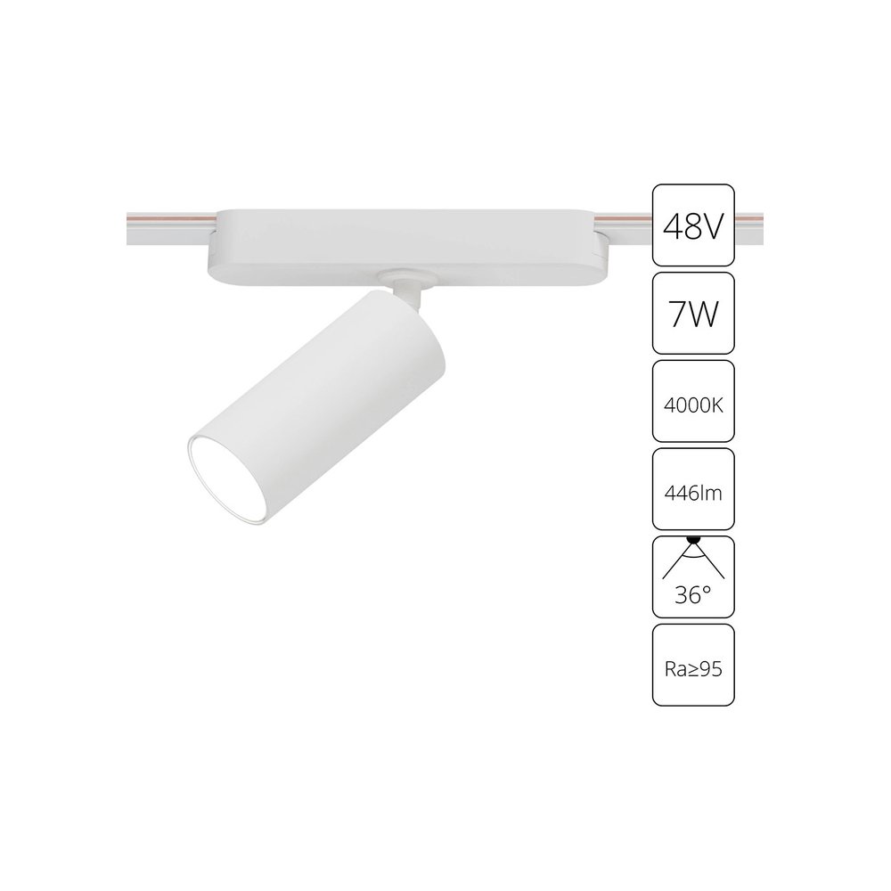 7Вт 4000К белый трековый светильник спот для плоского шинопровода «Rapid» A6156PL-1WH