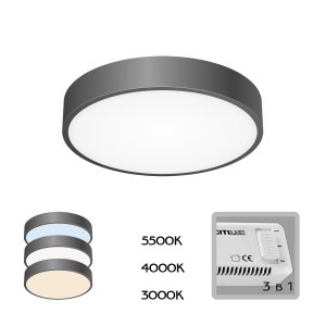 Чёрный круглый потолочный светильник 24Вт 3000-4000-5500К «Купер»