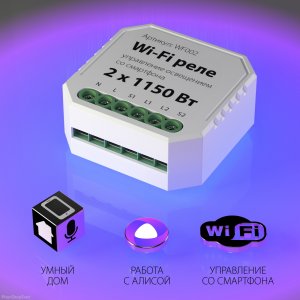 Wi-Fi реле 2 канала х 1150 Вт