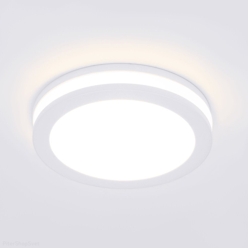 Белый круглый встраиваемый светильник с LED подсветкой DSKR80 5W 4200K WH белый