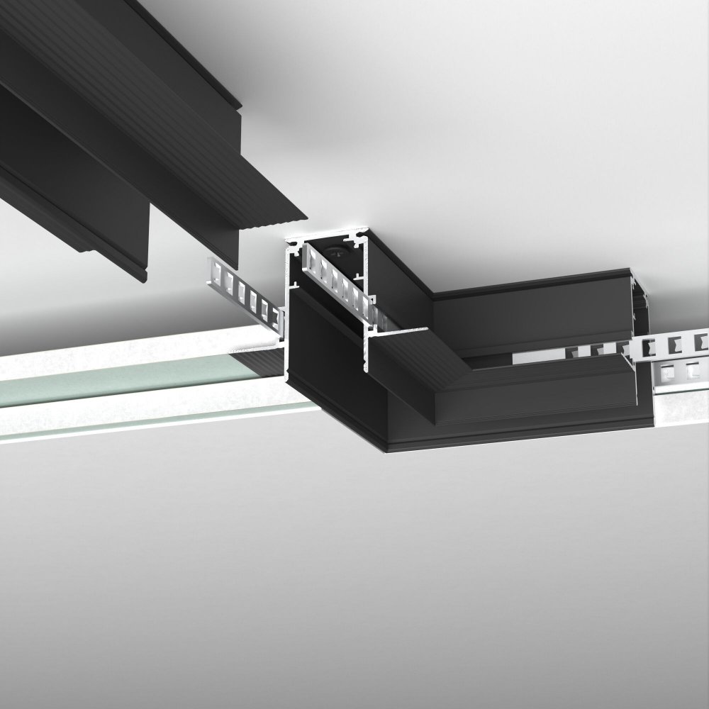 Коннектор угловой для встраиваемого шинопровода под ГКЛ 9,5мм черный «Slim Magnetic» 85214/00