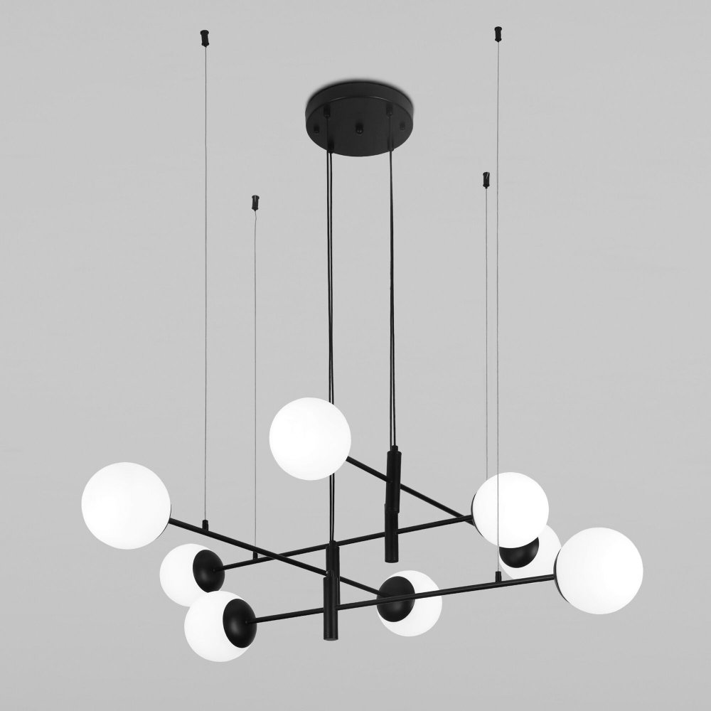 Подвесная люстра с плафонами шар, чёрный/белый «Planet» 70146/8 черный