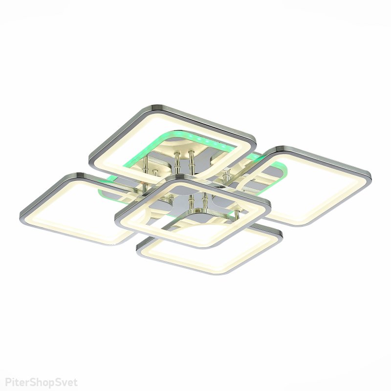 Хромированная подвесная люстра 170Вт с пультом и RGB подсветкой «Valiano» SLE500412-05RGB