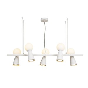 Длинный подвесной светильник со спотами и шарами, белый «GNOMES»