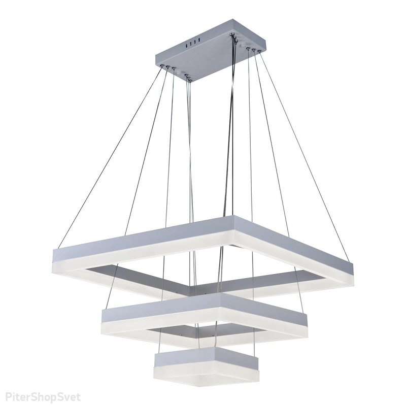 Белая подвесная люстра 3 квадрата 80Вт с пультом ДУ «Twins» D0319-3 (200X400X600) WH