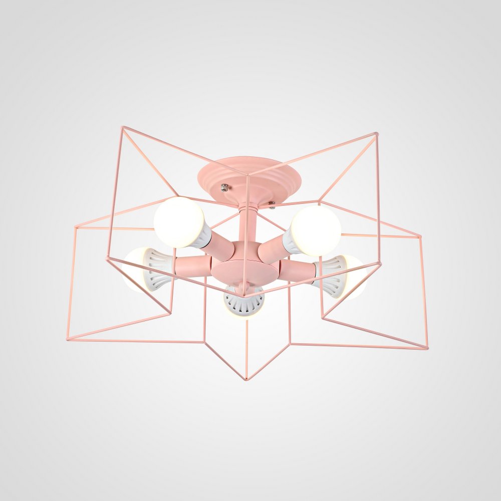 Розовый потолочный светильник звезда с открытыми лампами «Asteri» 178360-26