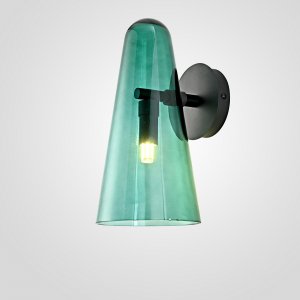 Настенное бра с зелёным плафоном конус «Domi Sconce»