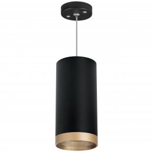 Подвесной светильник цилиндр, чёрный/золотой «Rullo»