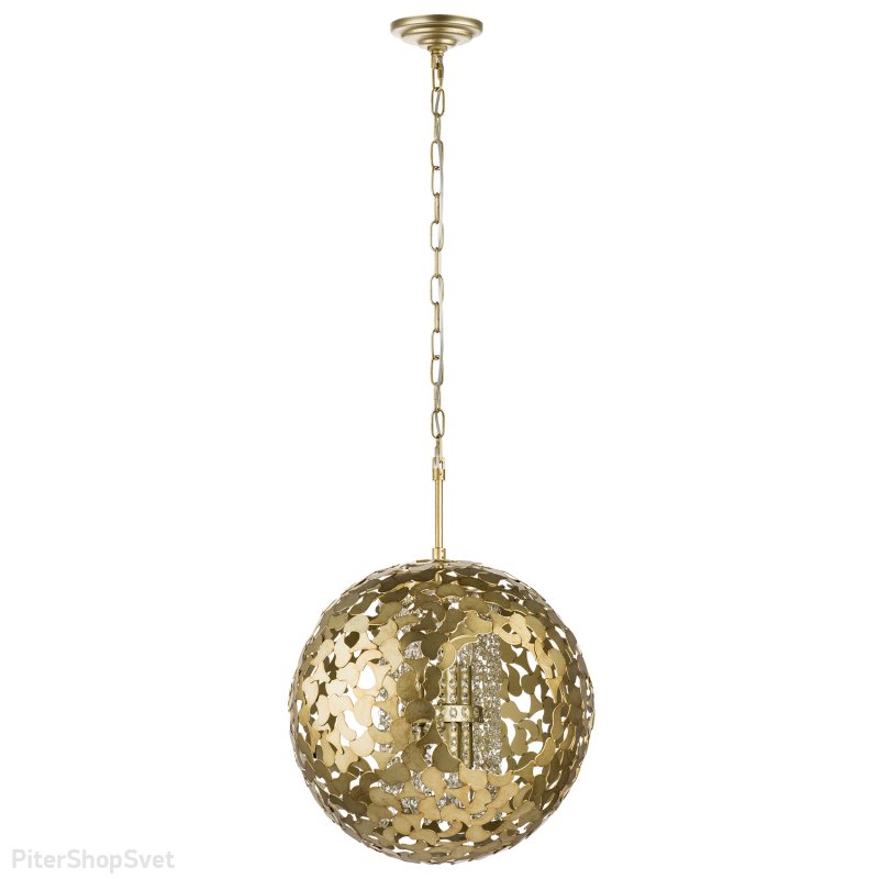 Металлический подвесной светильник шар 45 см с хрусталём внутри «Verona» 727061