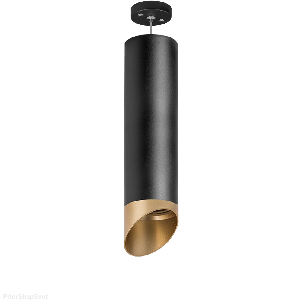 Подвесной светильник срезанный цилиндр, чёрный/золотой «Rullo» RP6497190