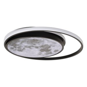 Чёрная потолочная люстра кольца с луной «Luna»