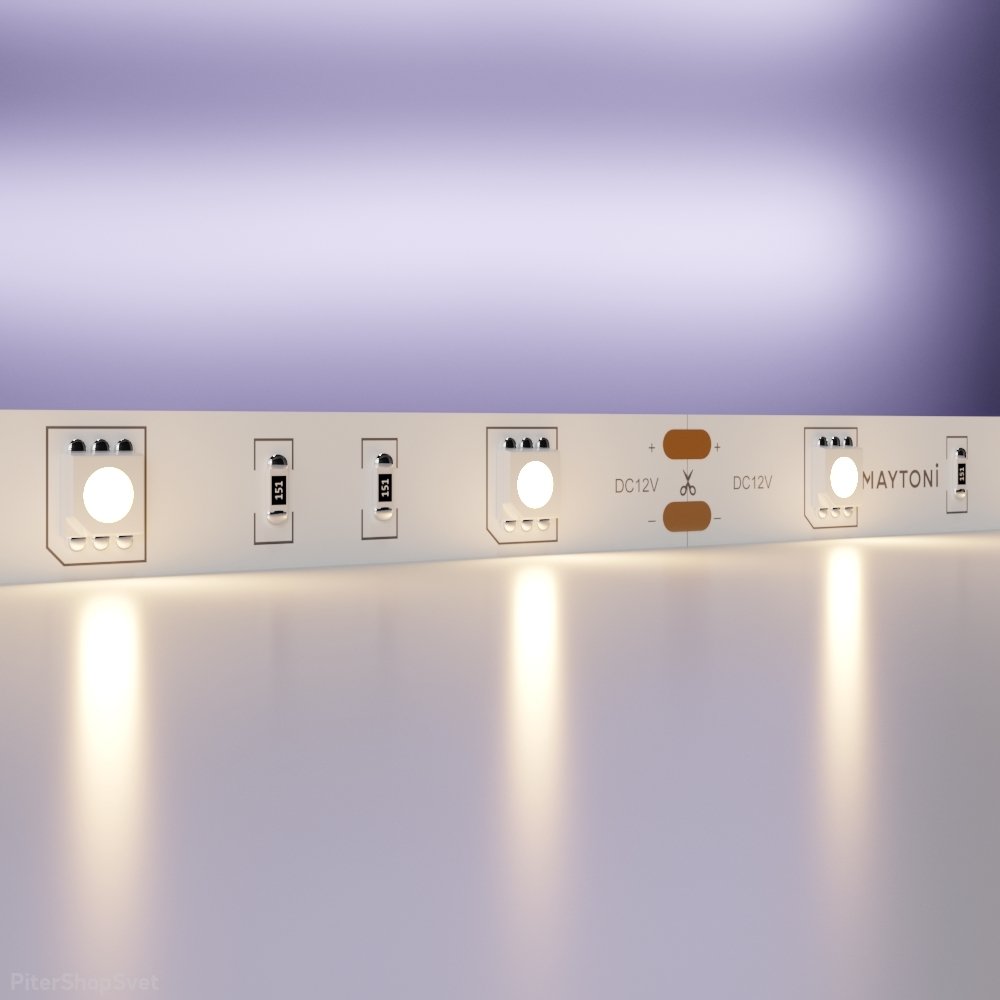 5м светодиодная лента 12В 7.2Вт/м 3000К «Led strip» 10120