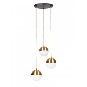 Тройной подвесной светильник с шарами на круглом основании «Loreen»