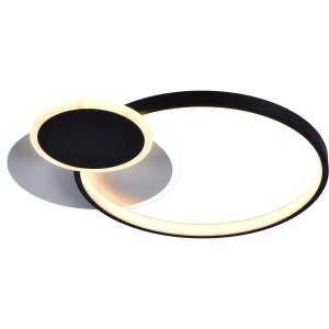 Чёрный потолочный светильник кольцо 52Вт с пультом «Julia»