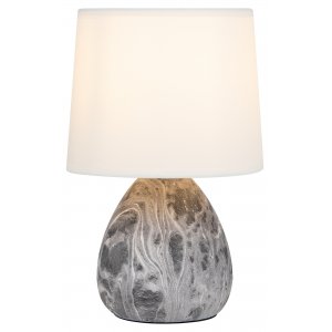 Серо-белая керамическая настольная лампа с абажуром конус «Damaris»