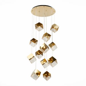 Золотистый светильник с подвесами кубики «RIELLO»