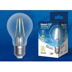 Диммируемая лампа Е27 12Вт 4000К прозрачная груша «Air dimmable»