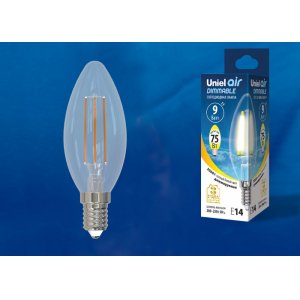 Диммируемая лампа Е14 9Вт 3000К прозрачная свеча «Air dimmable»