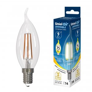 Диммируемая лампа Е14 9Вт 3000К прозрачная свеча на ветру «Air dimmable»