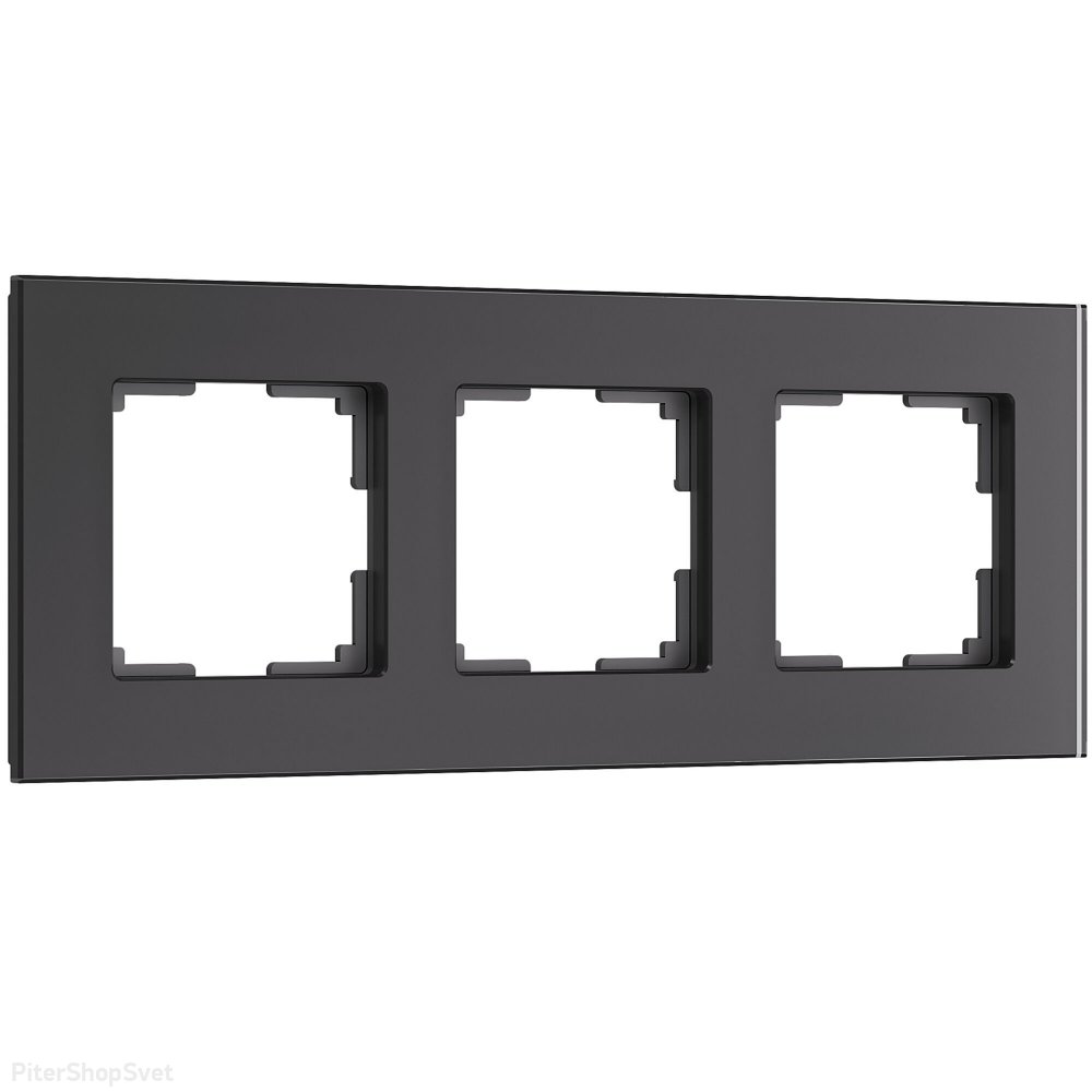 Стеклянная рамка на 3 поста «Senso черный soft-touch» W0033108