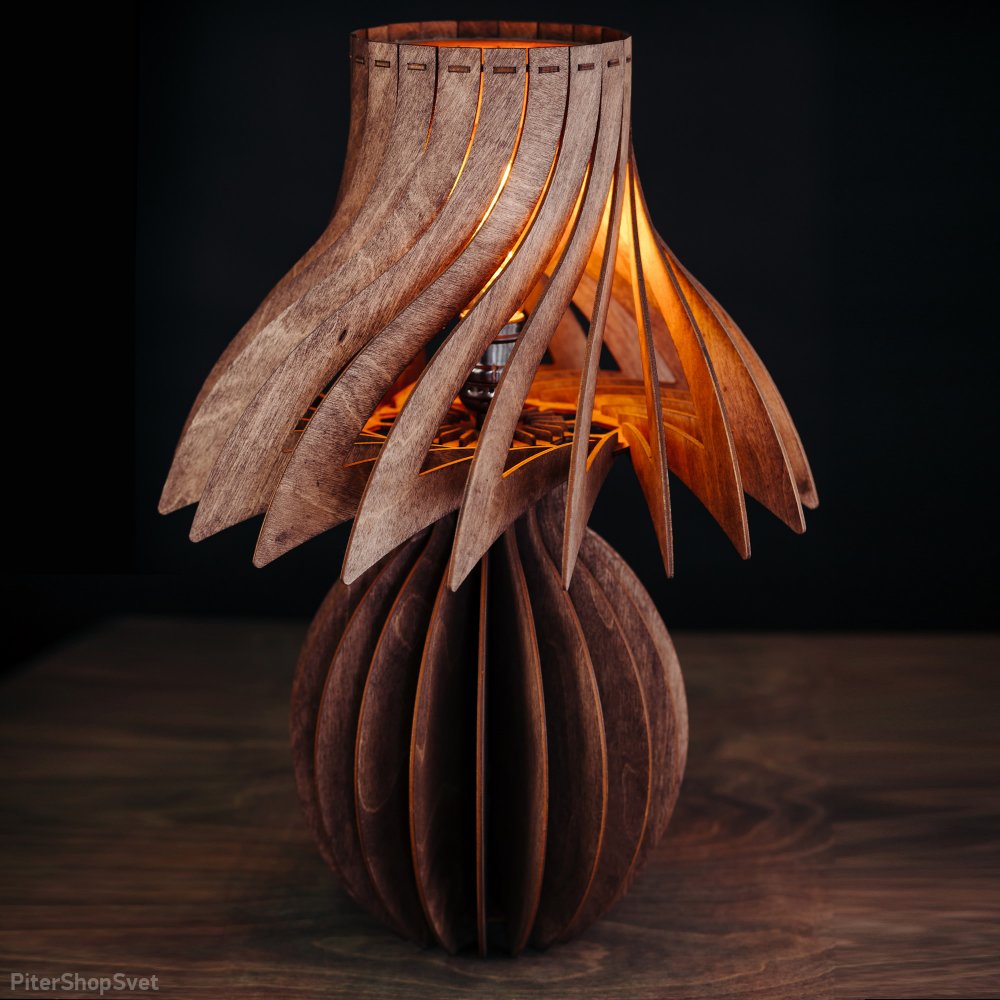 Деревянная настольная лампа сфера d18см вишня «Сфера»